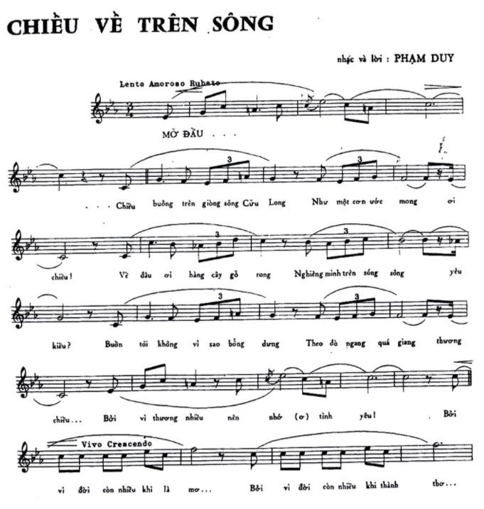 Sheet nhạc Chiều Về Trên Sông